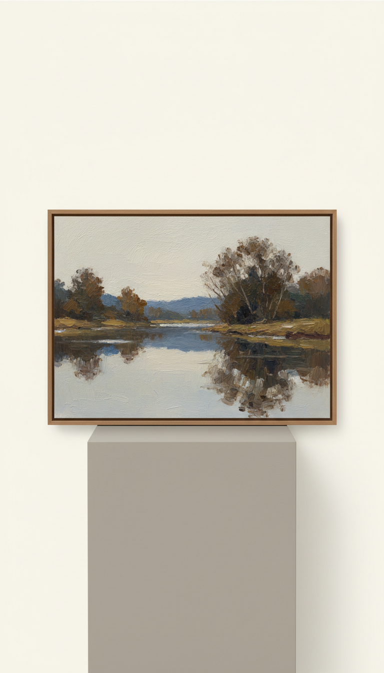 Quiet Riverbank Reflections Original Oil